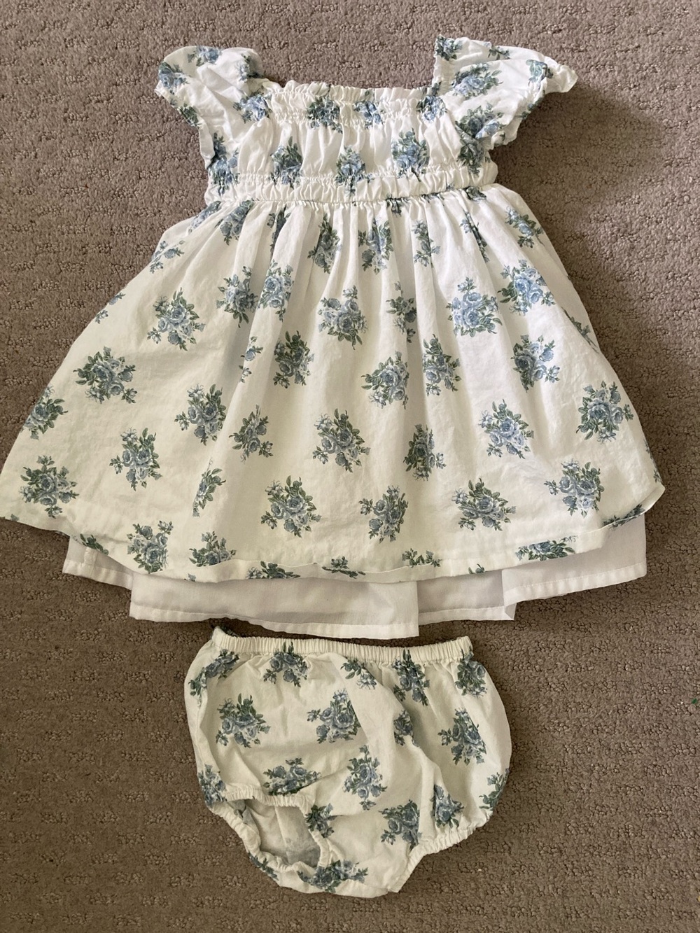 Edgehill Collection blue floral dress & bloomers, 24M.